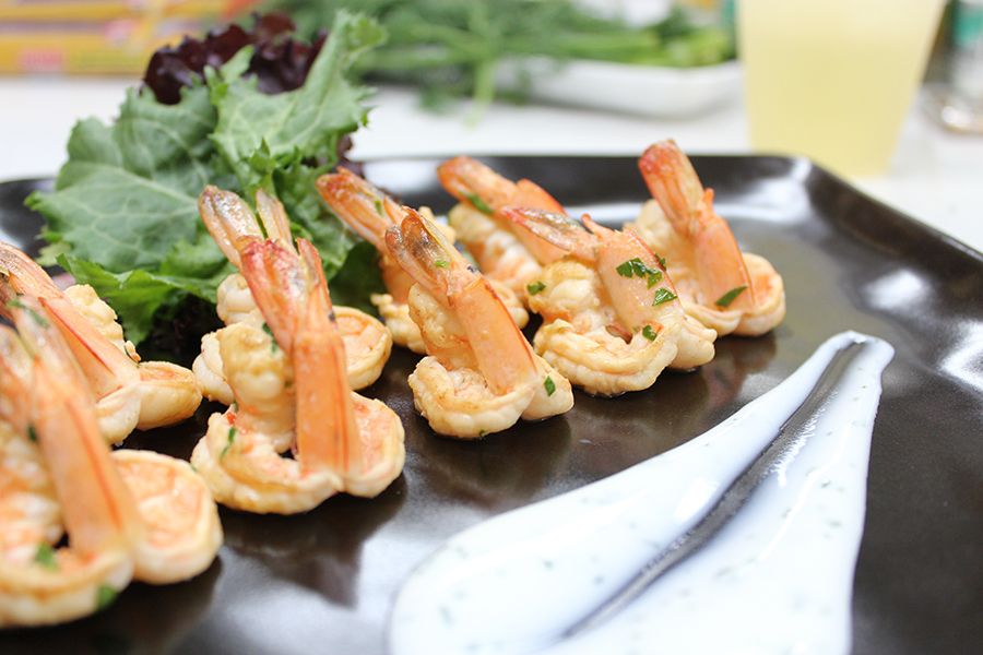 1학년 실습 - Lemon marinated shrimps crunchy baby leaves with dill yogurt dressing & 알리올리오 파스타